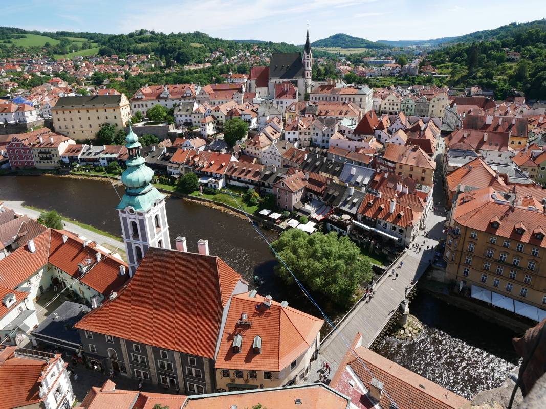 Výhľad zo Zámockej veže - Český Krumlov