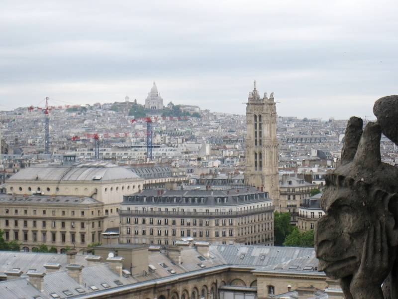 Notre Dame - výhľad z Galérie Chimér - Sacre Coeur a Jakubova veža
