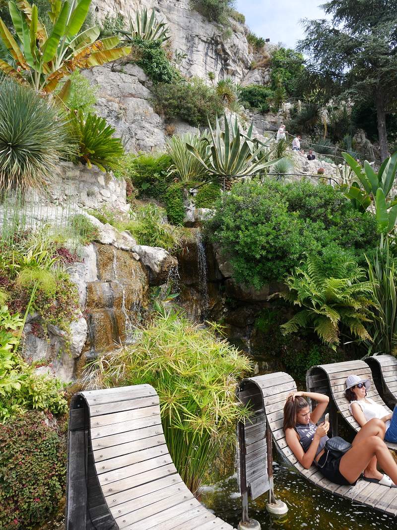Botanická záhrada - Relaxačná záhrada s lehátkami a vodopádikom