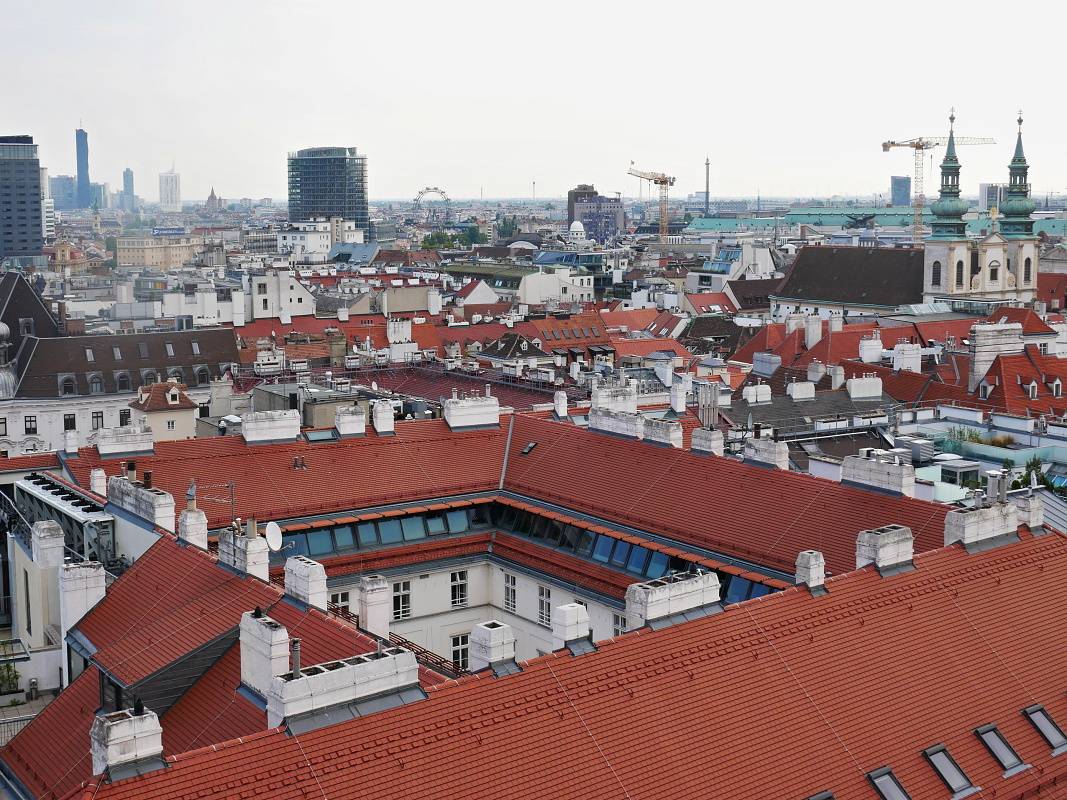 Katedrála sv. Štefana - výhľad zo Severnej veže - Prater za Katedrálou