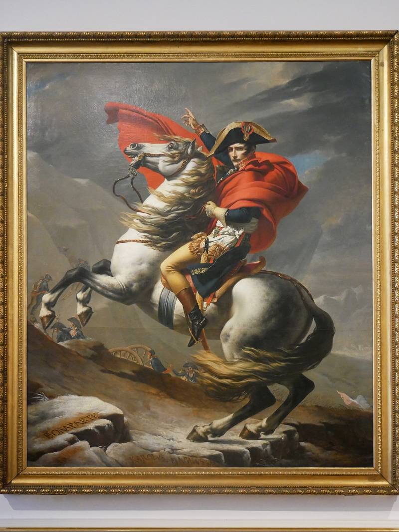 Jacques Louis David - Napoleón prechádzajúci Alpy, 1803