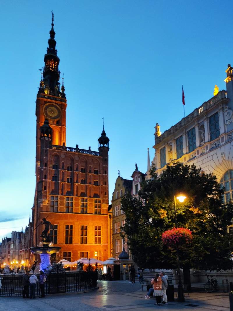 Nočný Gdaňsk - Historická radnica