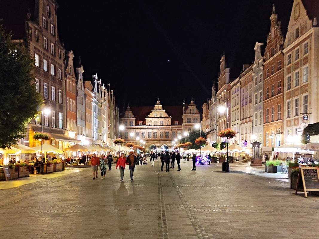 Nočný Gdaňsk - Zelená brána