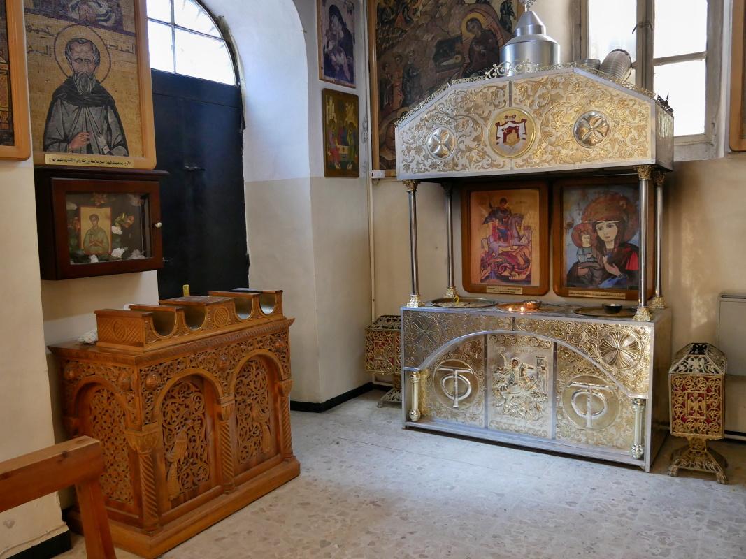 Madaba - grécky ortodoxný kostol sv. Juraja - podzemný svätostánok