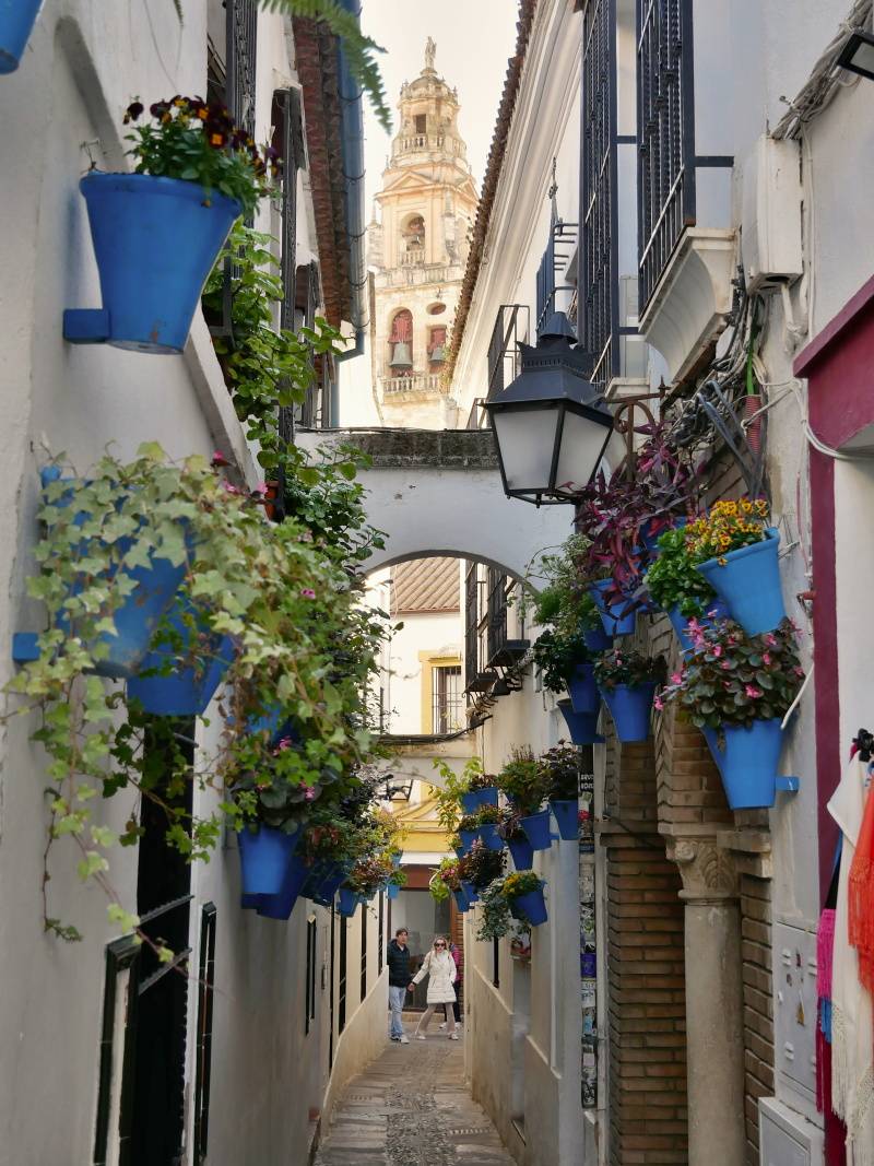 Kvetinová ulička (Calleja de las flores) a nádherný pohľad na vežu Mezquity