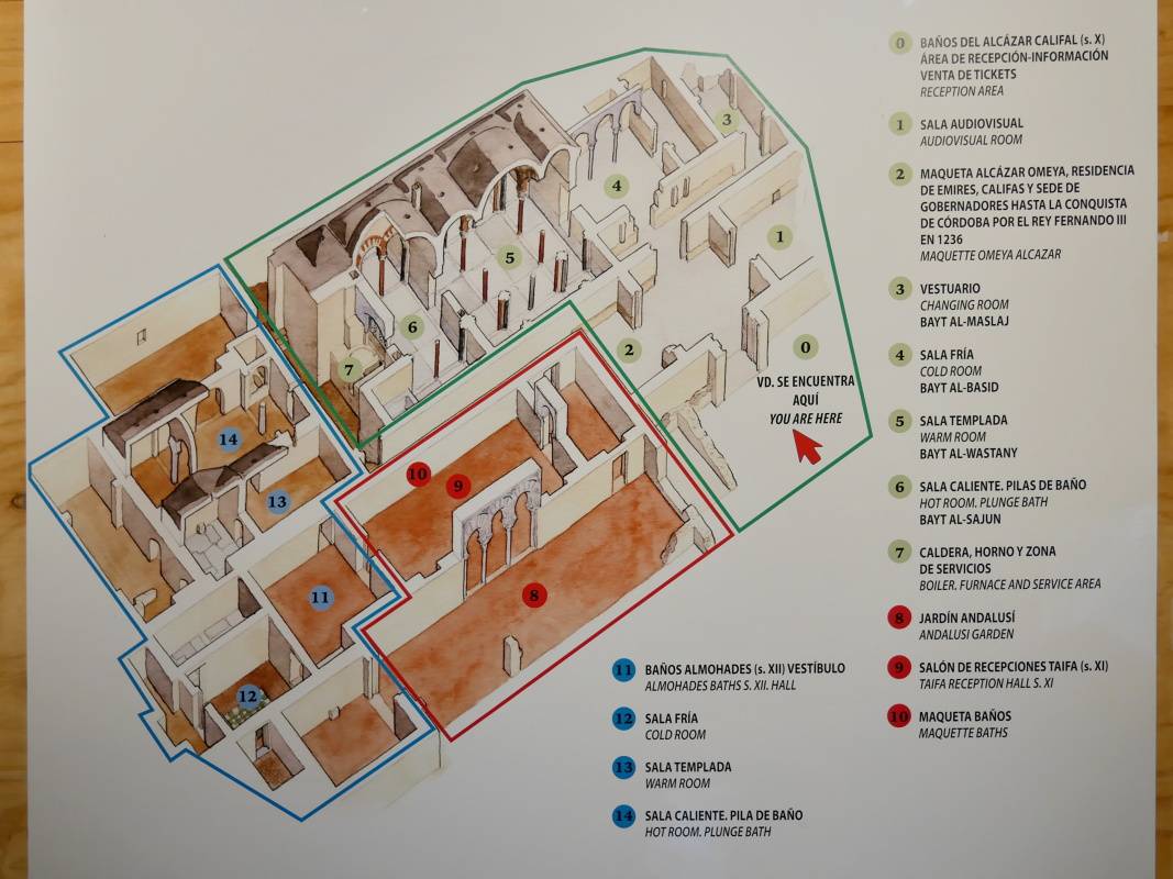 Kalifove kúpele (Baňos del Alcázar Califal), 10. storočie, mapa