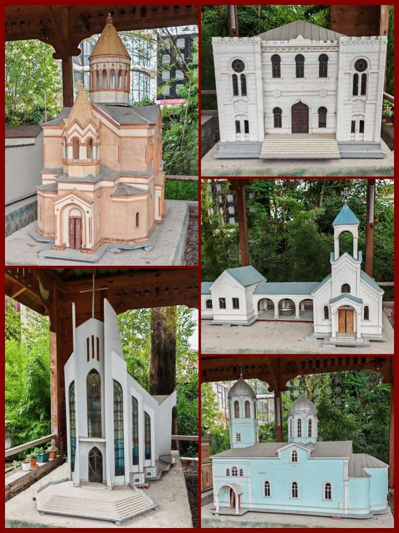 Kostoly v Batumi, vpravo hore Synagóga, ktorú sme tiež videli v nedeľu