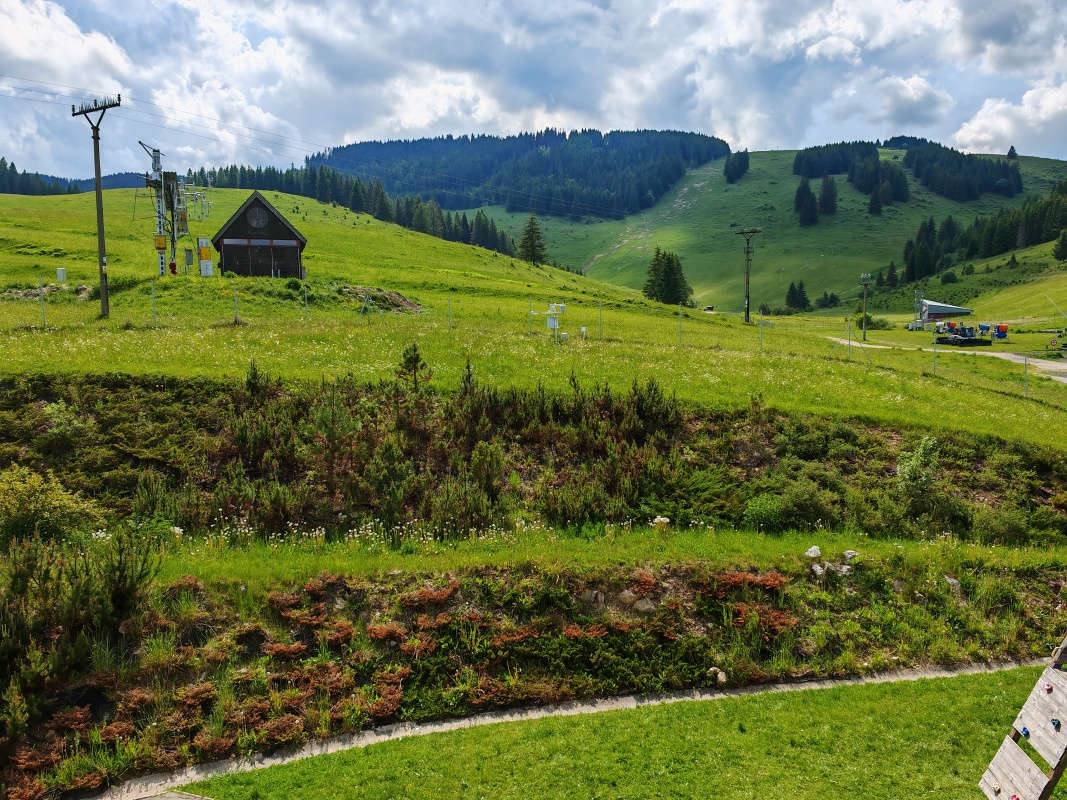 Výhľad z okna - ešte som netušila, že na ten najväčší kopec poleziem!