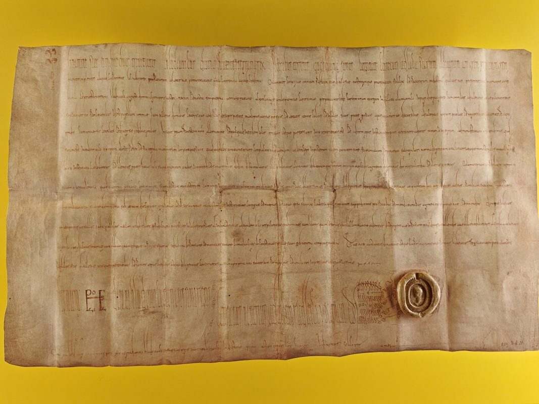 Fraumünster - zakladajúca listina kostola, 21.7.853, s podpisom Kráľa Ľudovíta II.